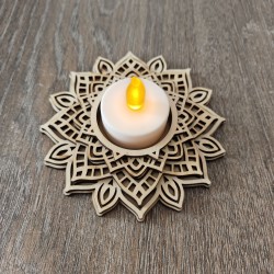 Photophore en bois mandala